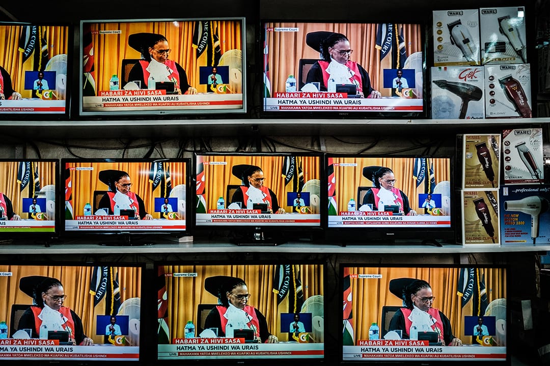Martha Koome, Chief Justice and President of the Supreme Court, is seen during a live broadcast in Nairobi on September 5, 2022. That day, Kenya's Supreme Court upheld William Ruto's victory in the August 9 presidential election, ending weeks of political uncertainty.